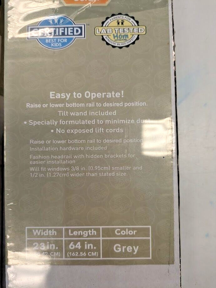 PAIR – Cordless GII Morningstar 1″ Light Filtering Mini Blind 23 x 64 – Grey