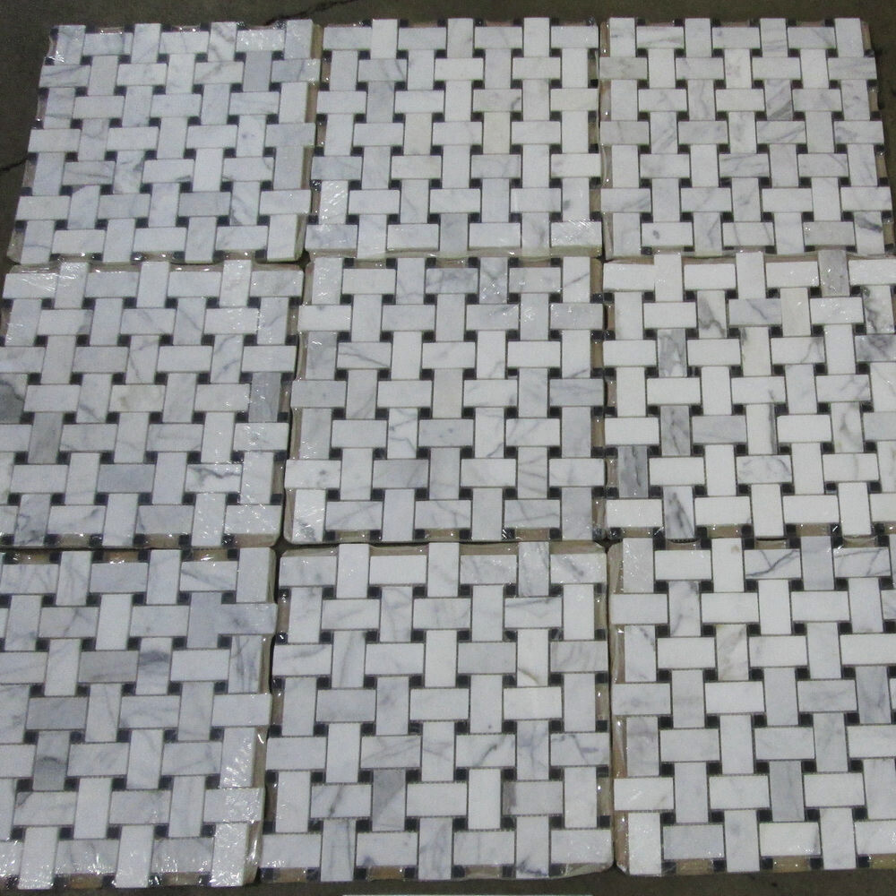 L651XH Basketweave Statuary Statuario White Marble 1×2 Mosaic Tile Honed