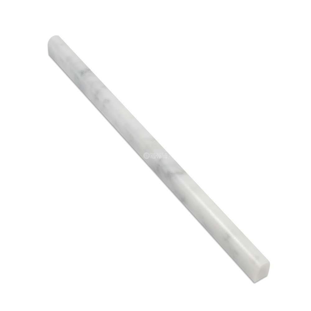 Carrara White Italian (Bianco Carrara) Marble 1/2 X 12 Pencil Liner Trim Molding