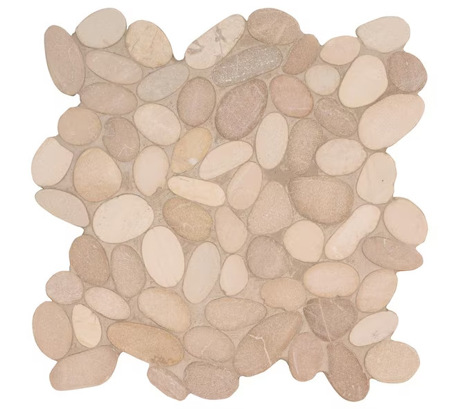 MSI Sliced Pebble Earth 12 in. x 12 in. x 0.38 Tumbled Marble Mesh-Mount Tile