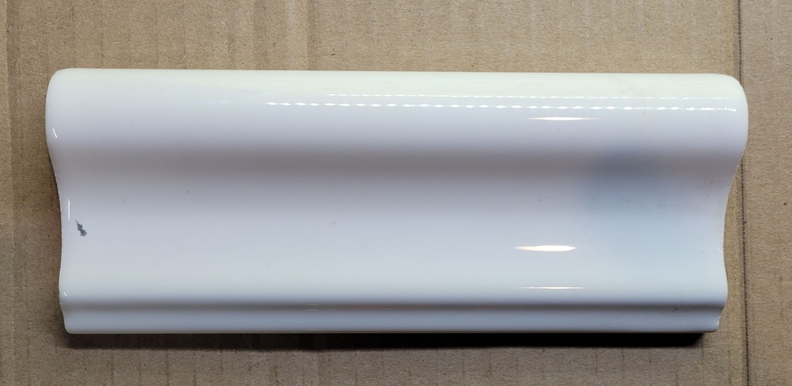 Restore Bright White 2 in. x 6 in. Glazed Ceramic Chair Rail Trim Tile – 1pc