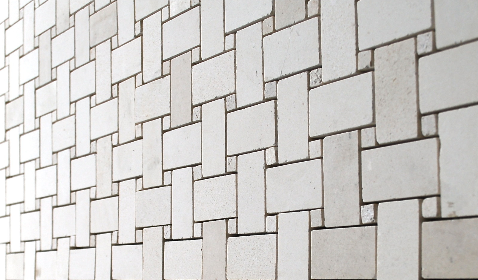Champagne Limestone Basketweave Mosaic Wall Tile Monochrome 1.2 squarefoot