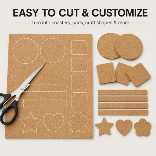 12PCS Mini Wall Cork Board, A4 Size Cork Board with Adhesive Backing, Adhesive