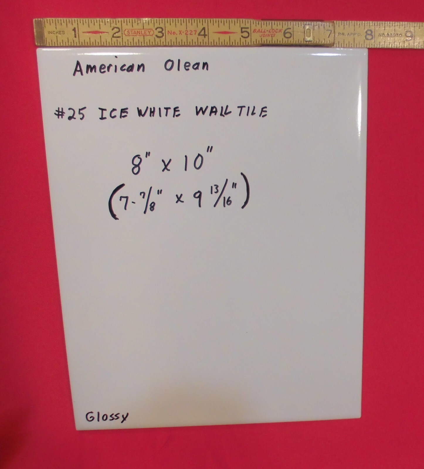 1 pc *Ice White* 8″ X 10″ Ceramic Wall Tile by American Olean, discontinued size