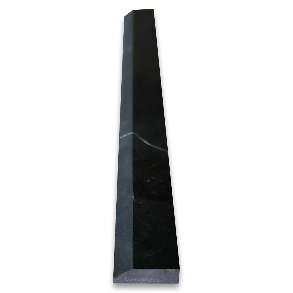 N19P Nero Marquina Black Marble Beveled Pencil Edging Trim Molding Polished