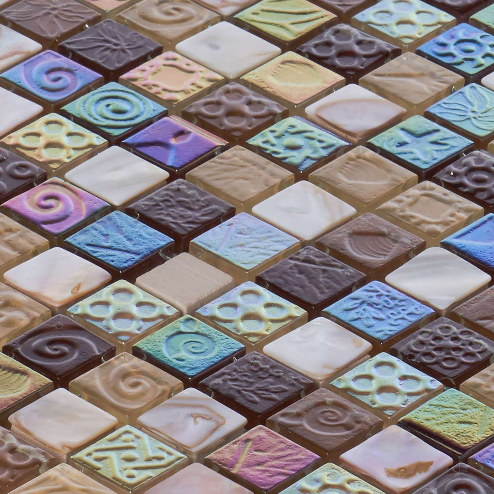 Mother Of Pearl Shell Iridescent Glass Brown Mosaic Tile Kitchen Bath Backsplash