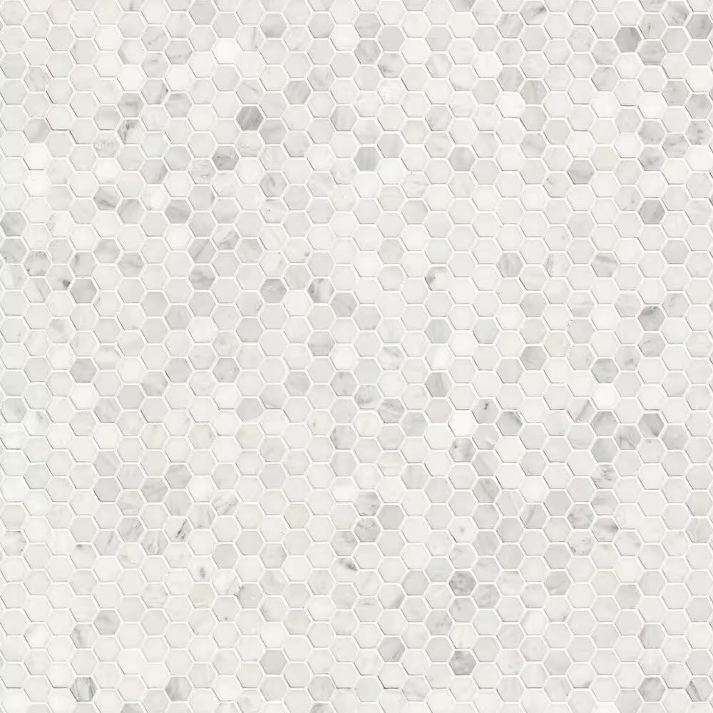 Greecian White 12 X 12 In. X10 Mm Honed Marble Hexagon Mosaic White Classic Patt