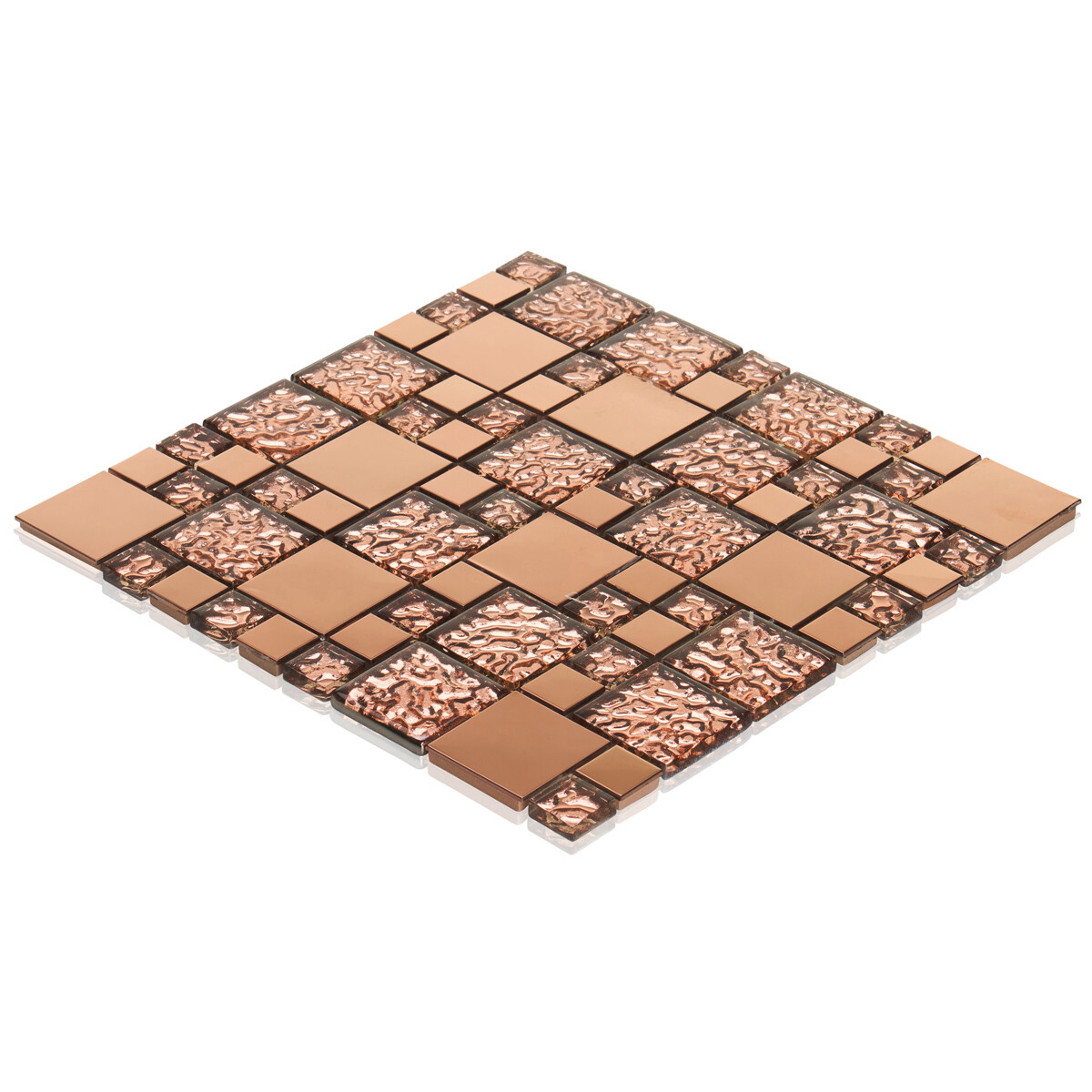 Copper Metal Pattern Textured Glass Mosaic Tile Kitchen Backsplash Wall