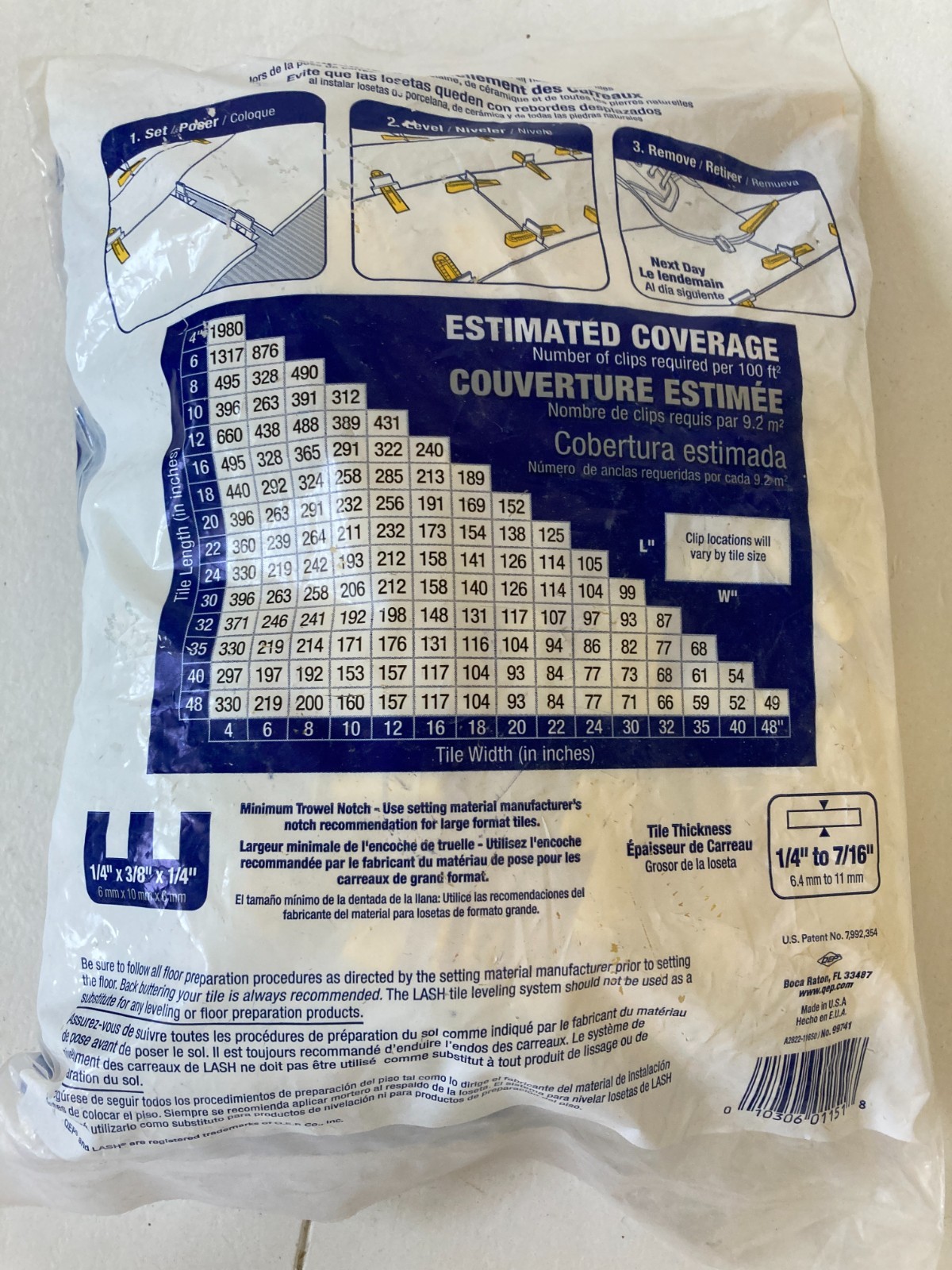 QEP Lash Tile Leveling System 1/16″ Pack (100 Clips + 100 Wedges)