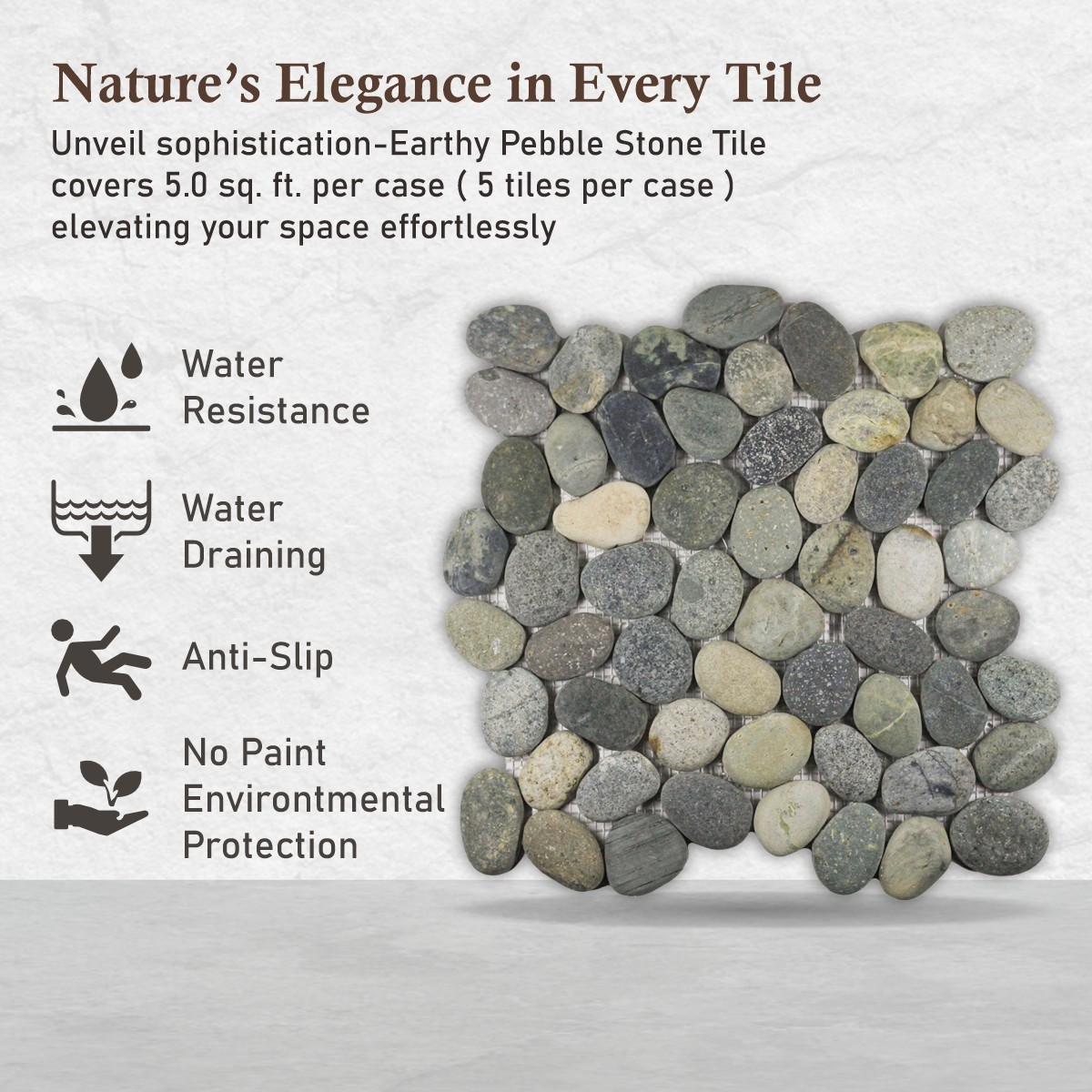 Tan Pebble Natural Stone Mosaic Wall & Floor Tile ($11.50/SqFt)