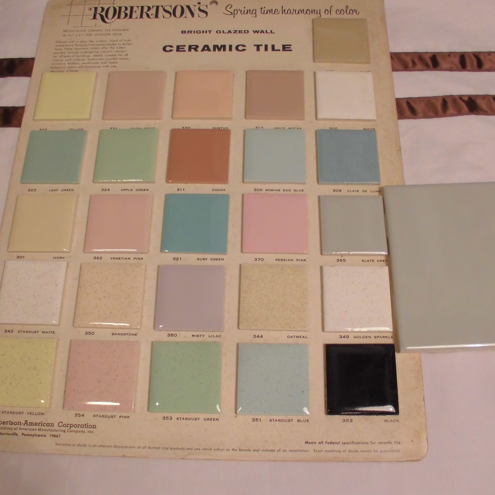 1 pc. Slate Gray-Platinum Gray: Glossy Ceramic Tile 4-3/8″ National Tile Co.