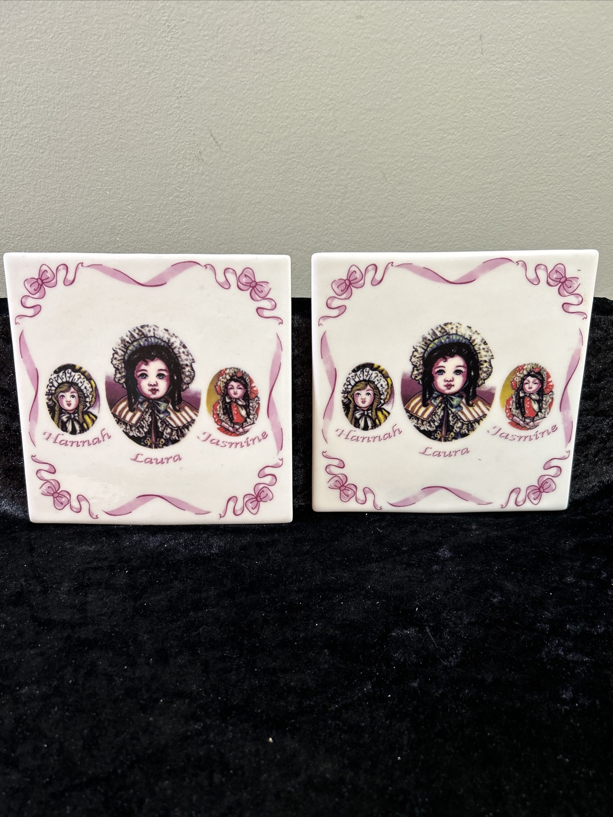 2 Ceramic Art Tile 6″x6″ HANNAH, LAURA, JASMINE – Brand New – Perfect Hot Pad!