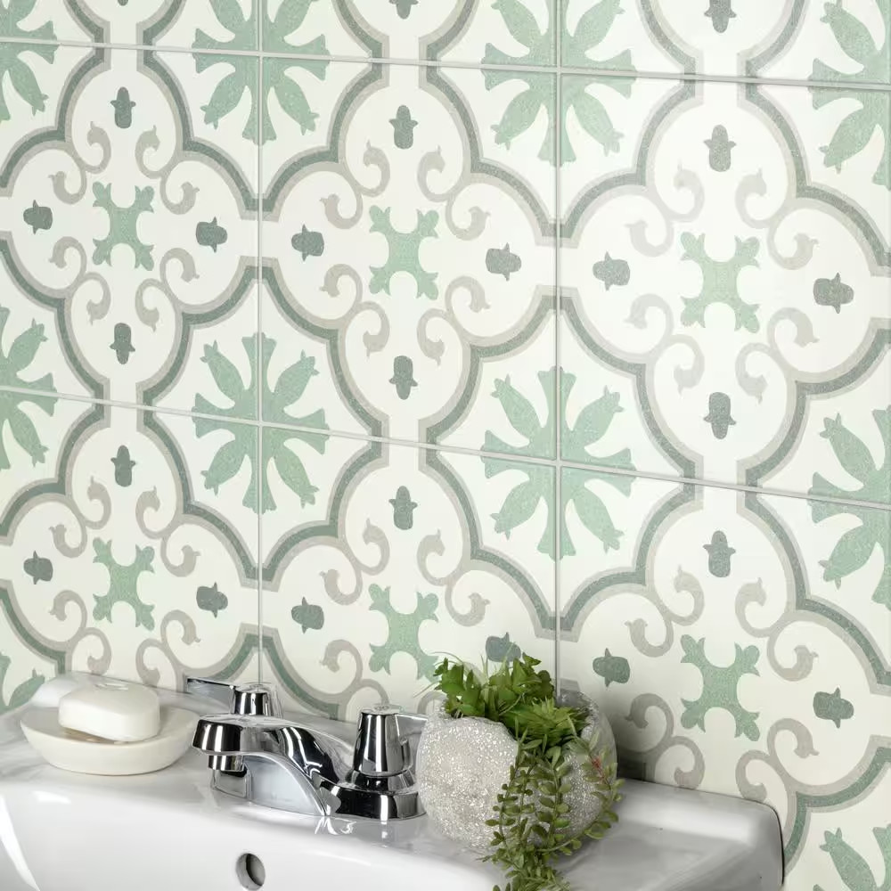 Monteca Green 9-3/4 In. X 9-3/4 In. Porcelain Floor and Wall Tile (10.88 Sq. Ft.