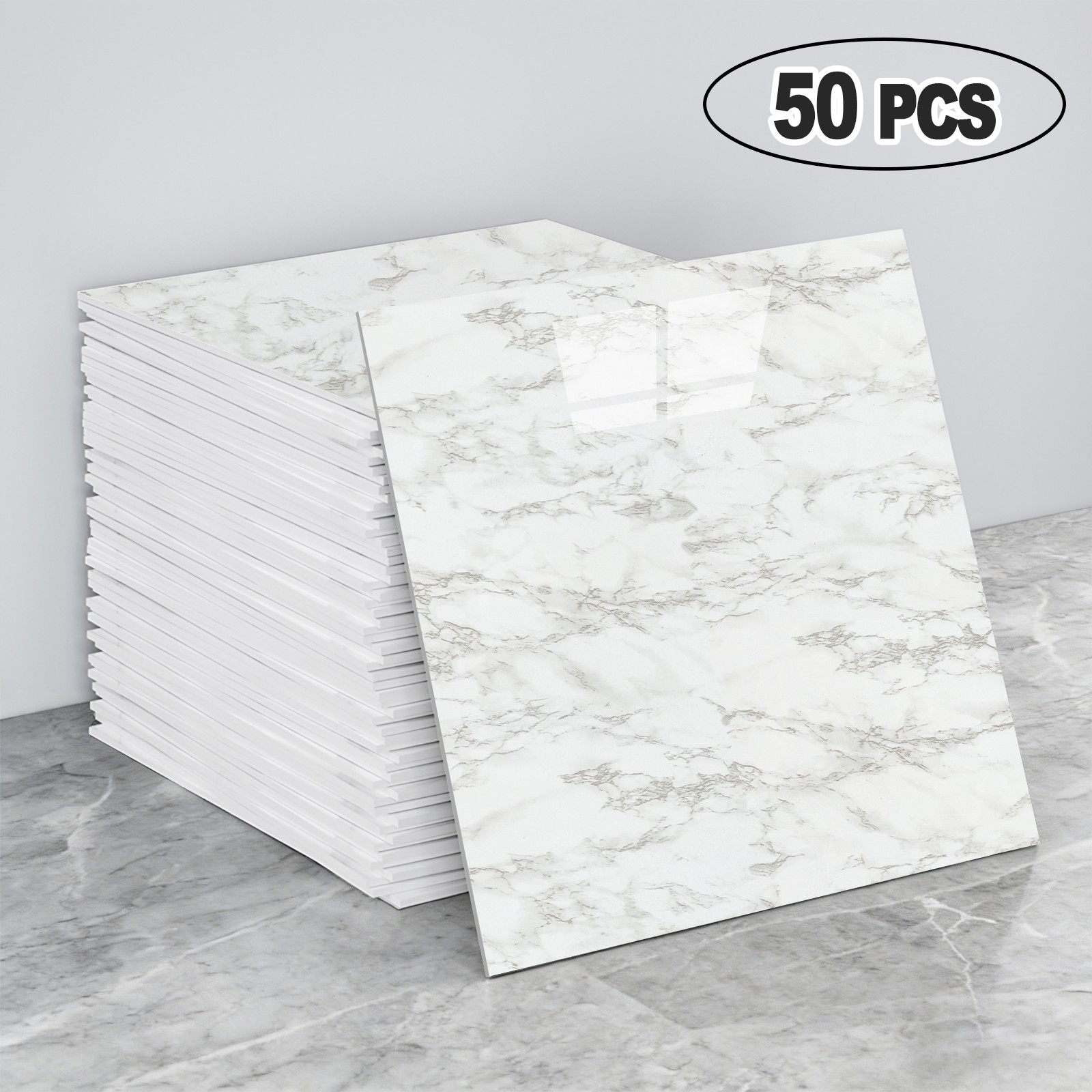 50/100Pcs Marble Wall Tile PVC Foam Panels Waterproof DIY Home Decor Sticker 12″