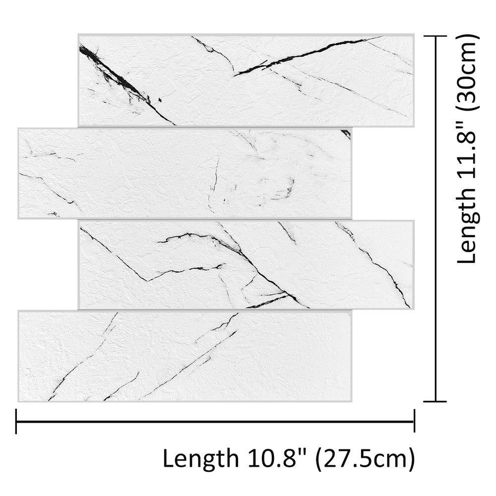 White Marbled Stone 10.83 In. X 11.81 In. SPC Peel and Stick Backsplash Tile (0.