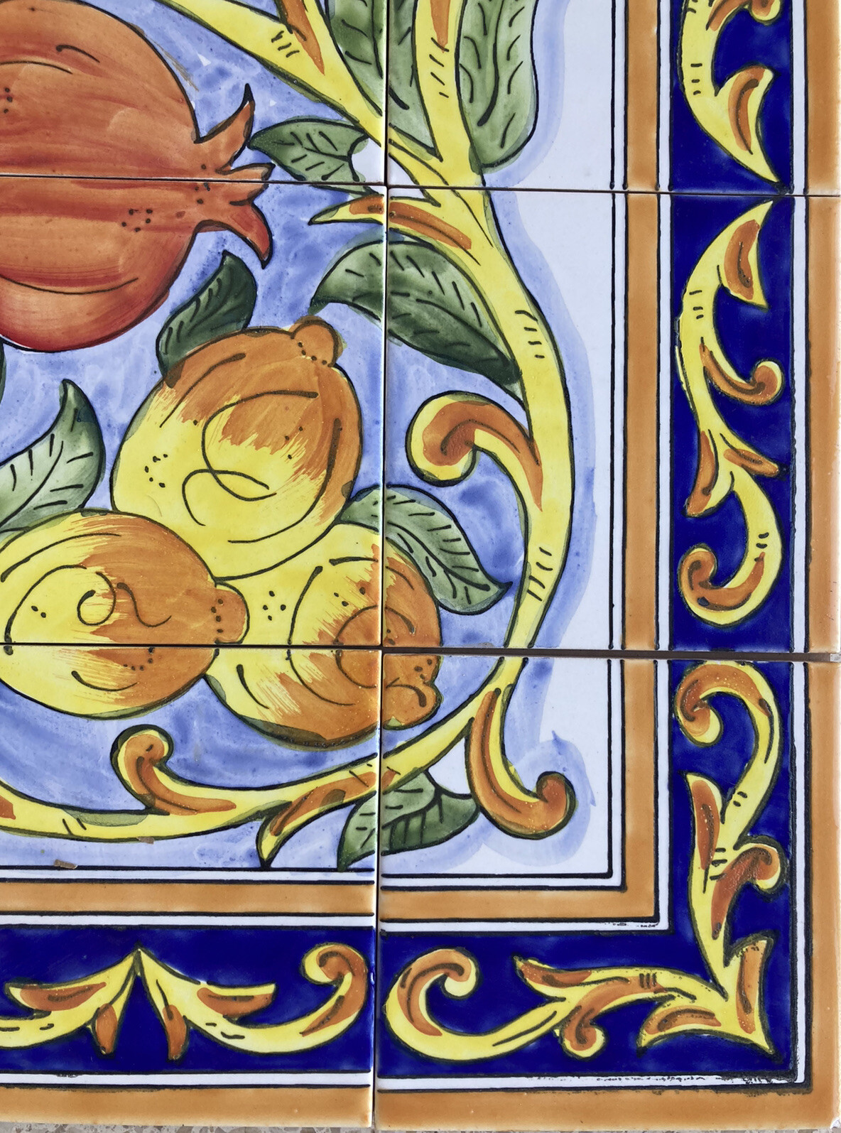 24″ x 18″ Ceramic Tile Mural Backsplash Kitchen Wall Hand Painted Pomegranate