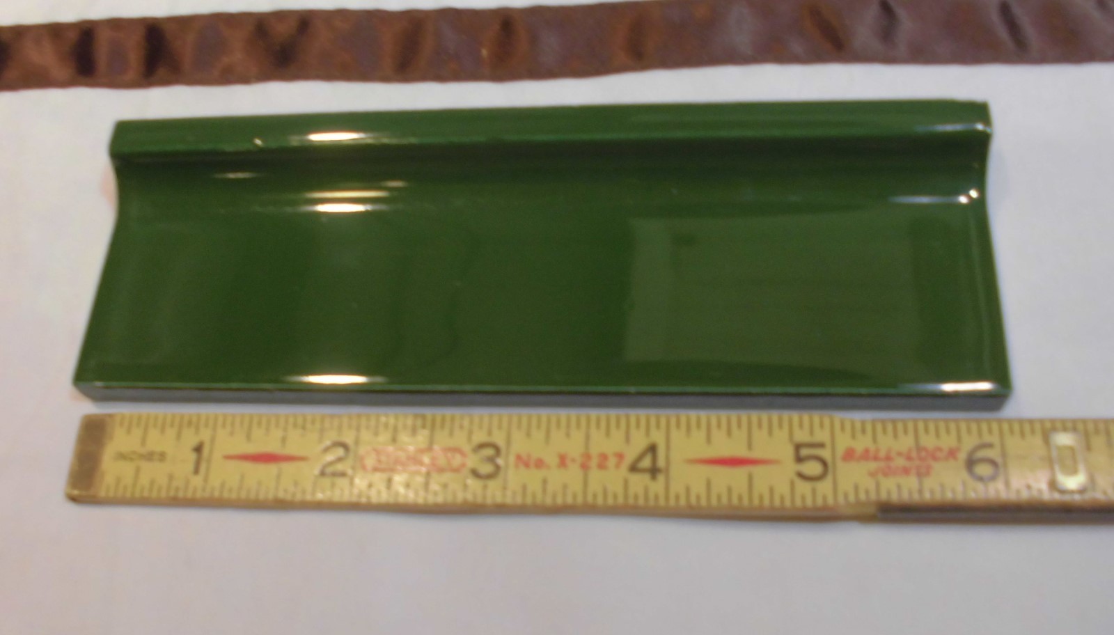 1 pc. *Forest Green* stack-on base/cove Ceramic Tile by Robertson Co. 2″ X 6″