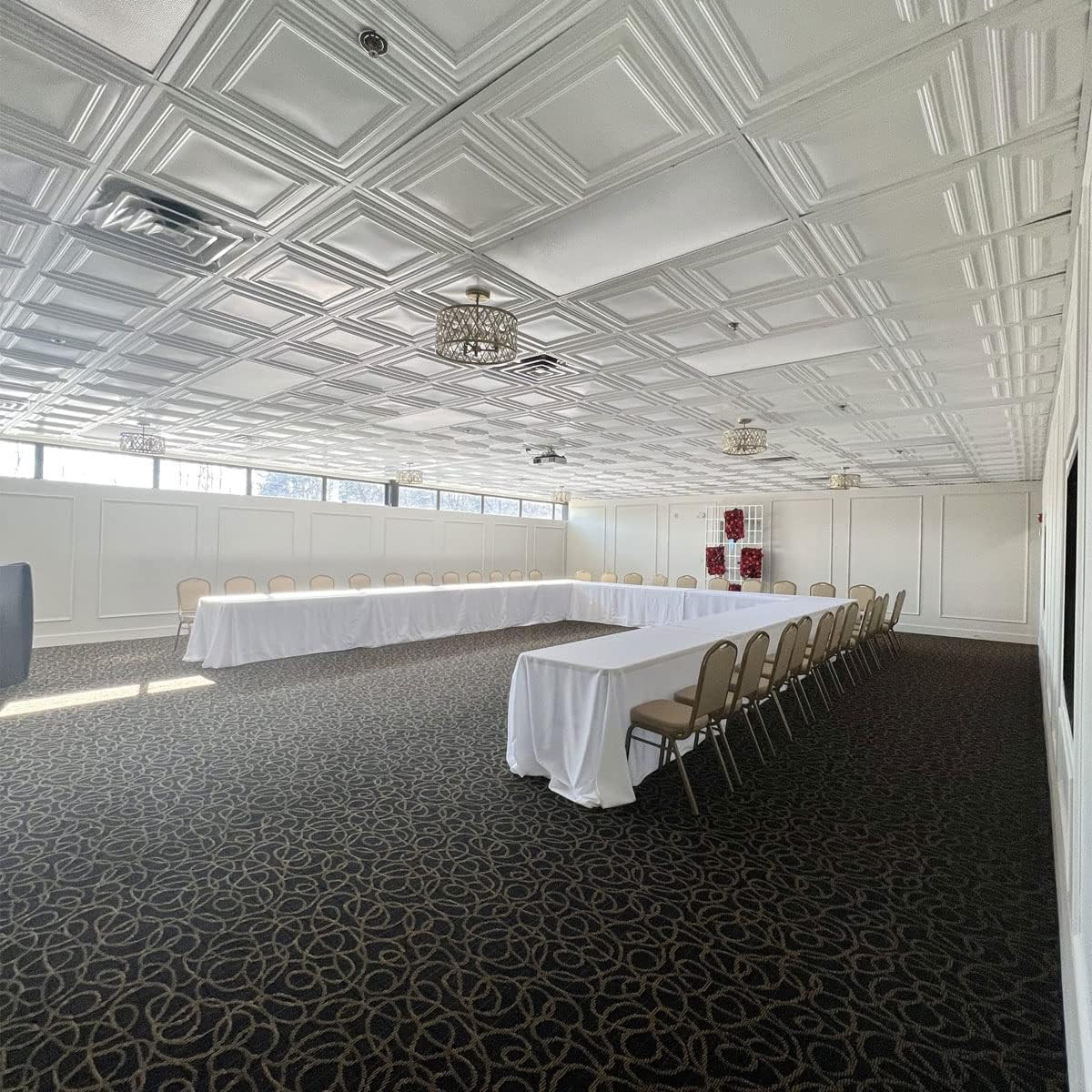 White PVC Lay-In Ceiling Tiles 2×2 Ft, 50 Pack for Quick Installation