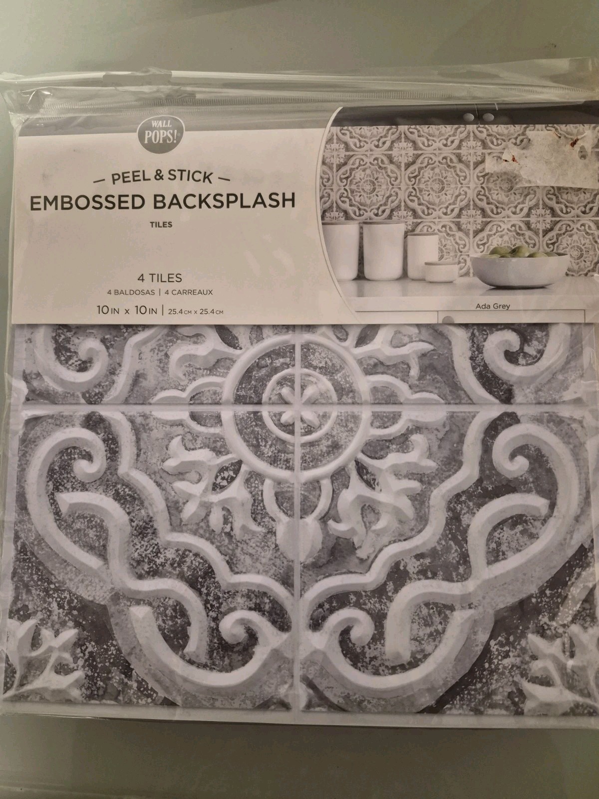 wall pops peel & stick embossed backsplash 6 Pack With 4 In Each