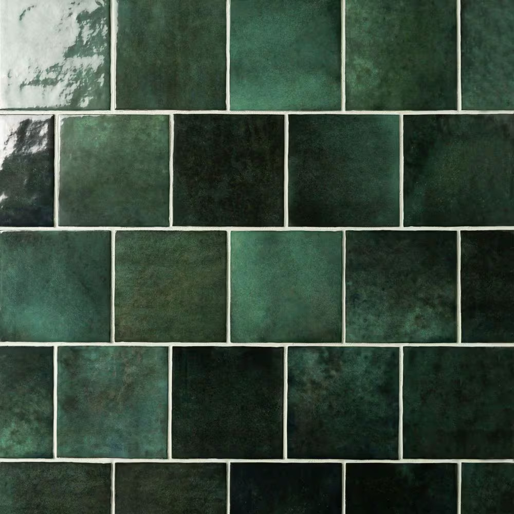 Cloe Subway Glossy Green 5 In. X 5 In. Handmade-Look Ceramic Wall Tile (10.83 Sq