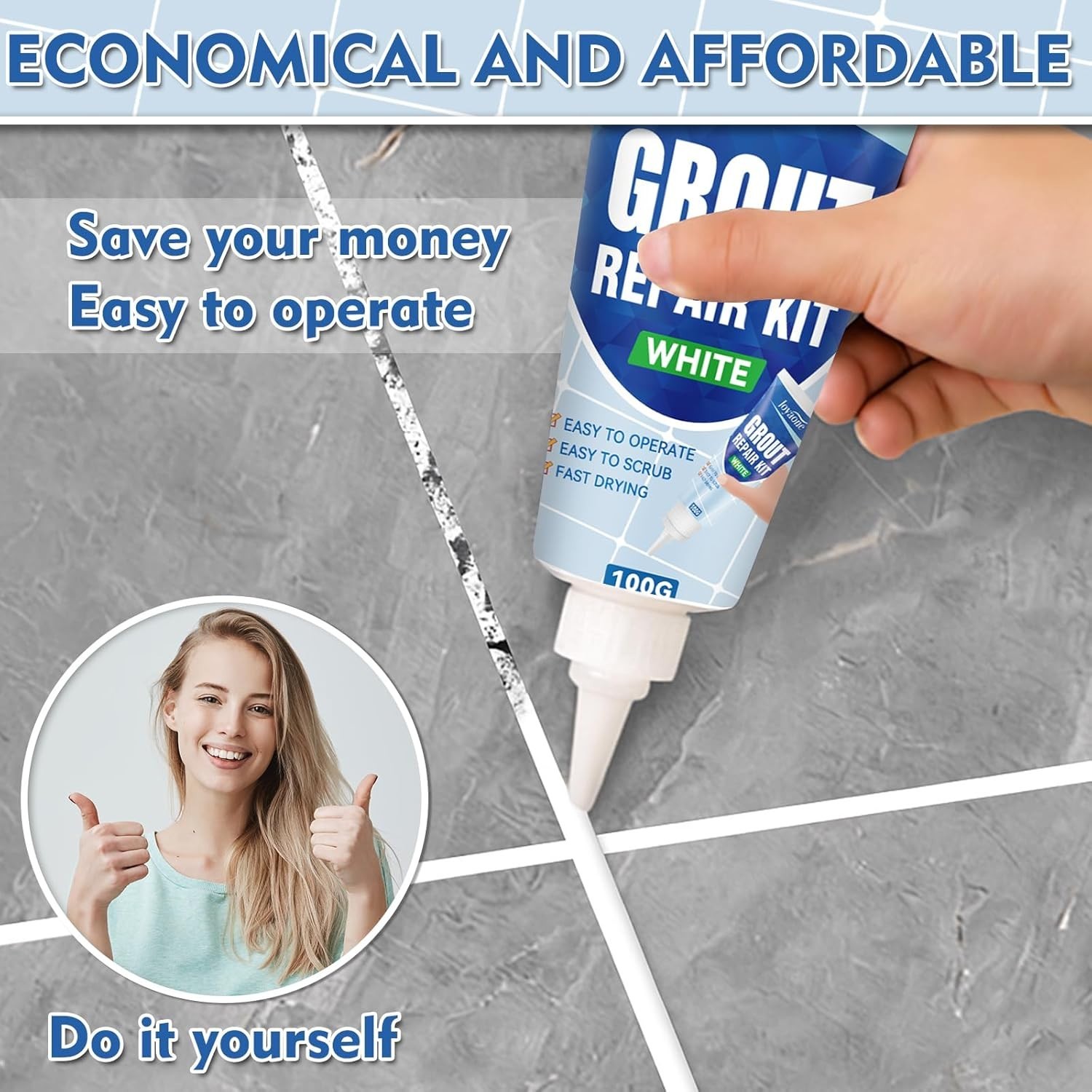 Tile Grout Repair Kit 2 Pack Fast Drying Waterproof Filler for Bathroom Kitch…