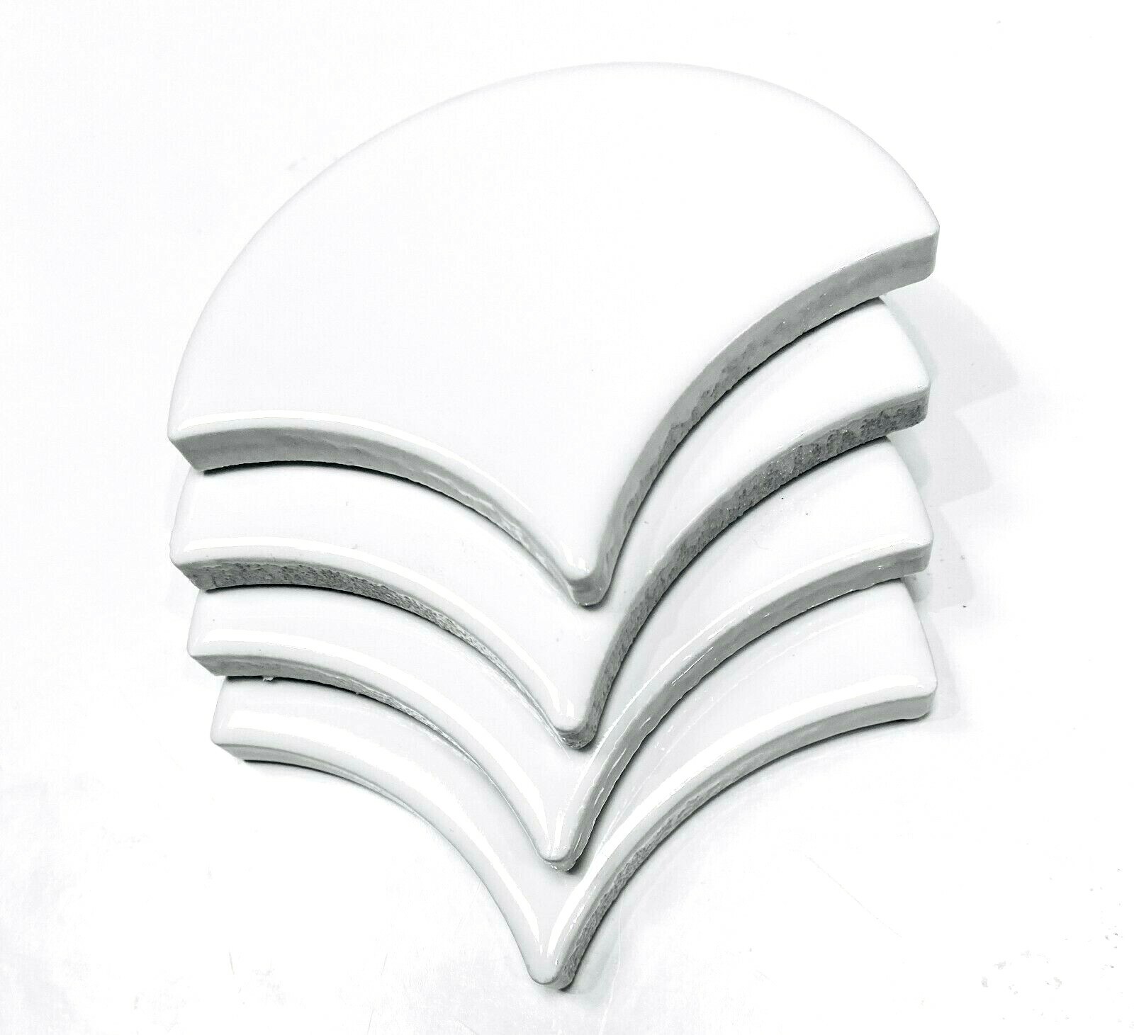 Mandarin Glossy Fan White Porcelain Mosaic Arts Crafts Tile PACK OF 5 PIECES