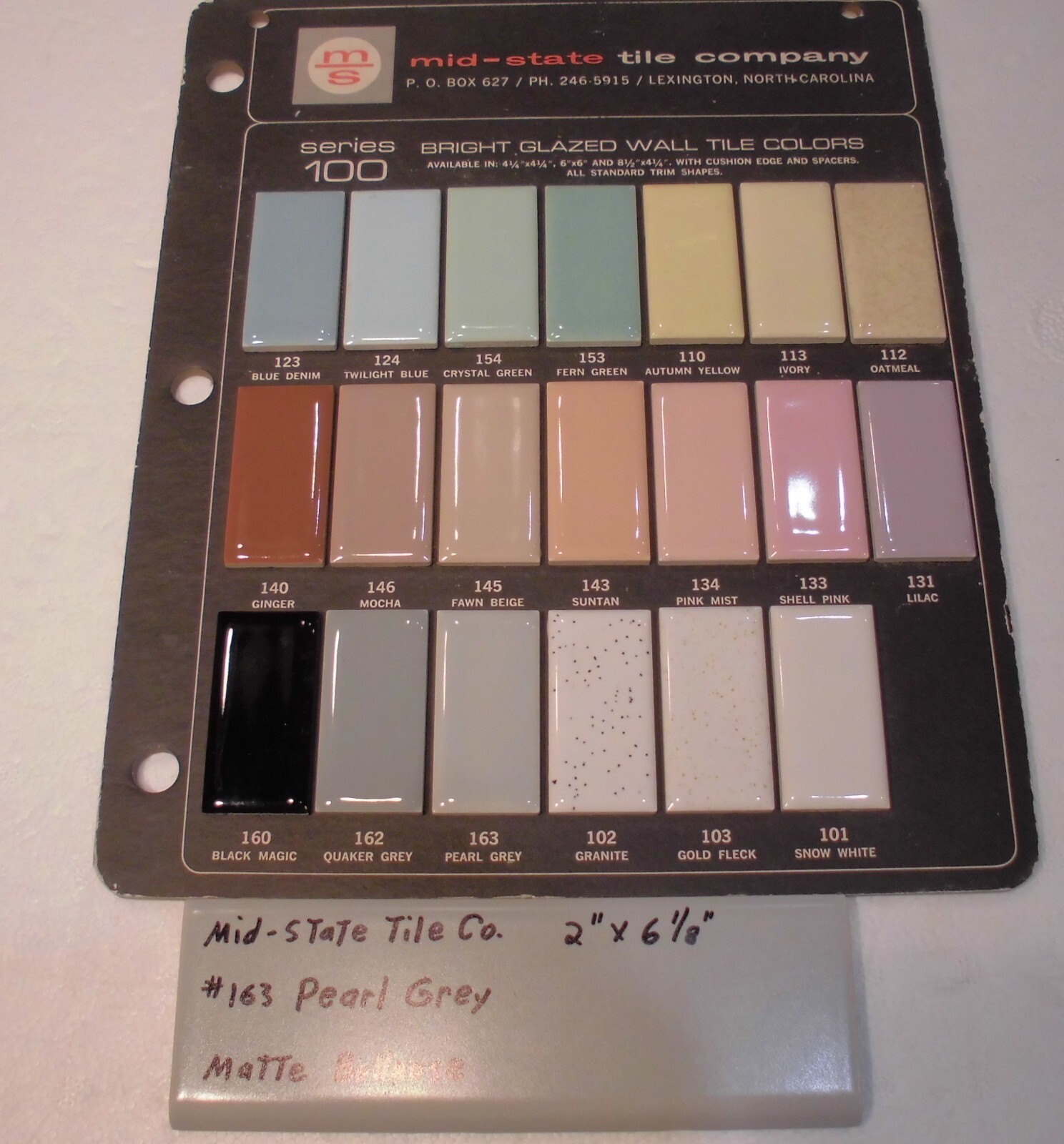 1 pc. Vintage Matte *Pearl Gray* 2” X 6-1/8” Surface Bullnose Ceramic Tile, NEW