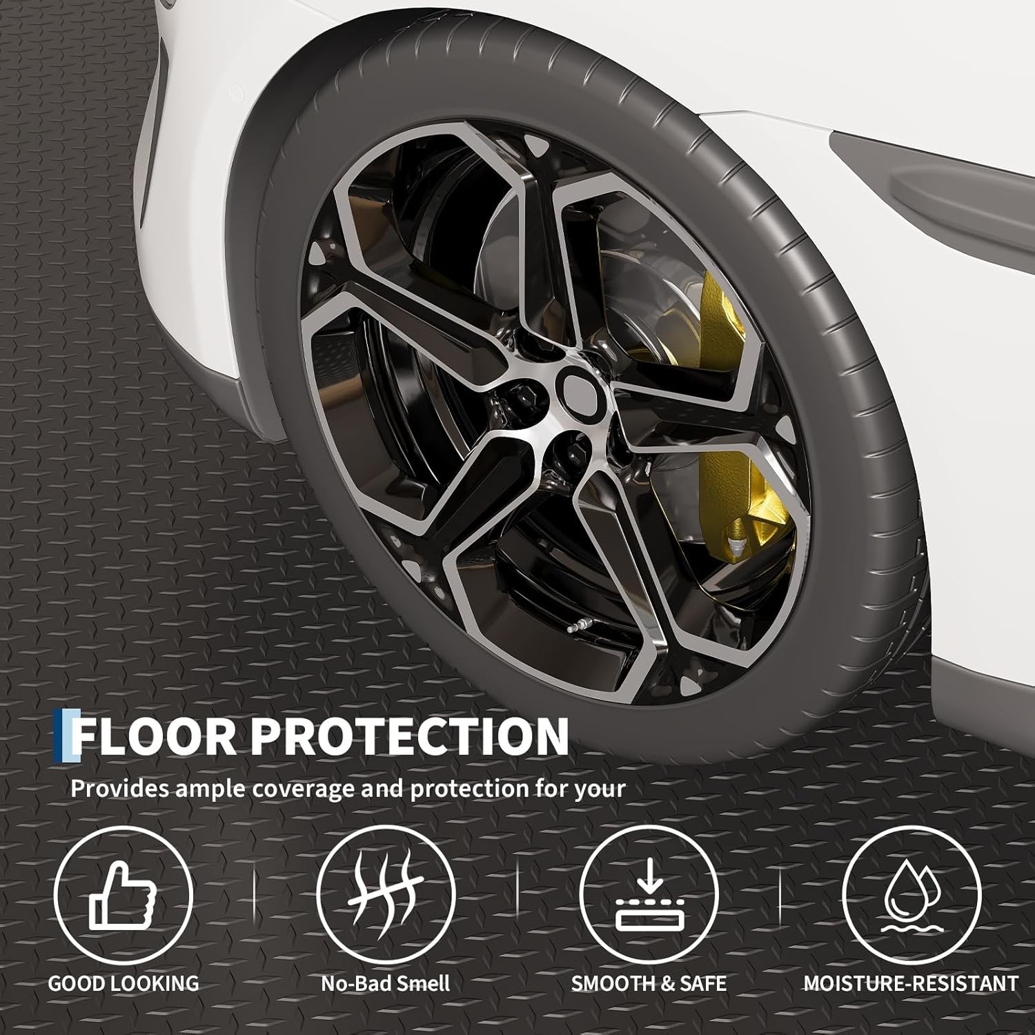8/10/17/20 FT Waterproof Diamond Plate Garage Floor Mat 2mm PVC Roll, Non Slip
