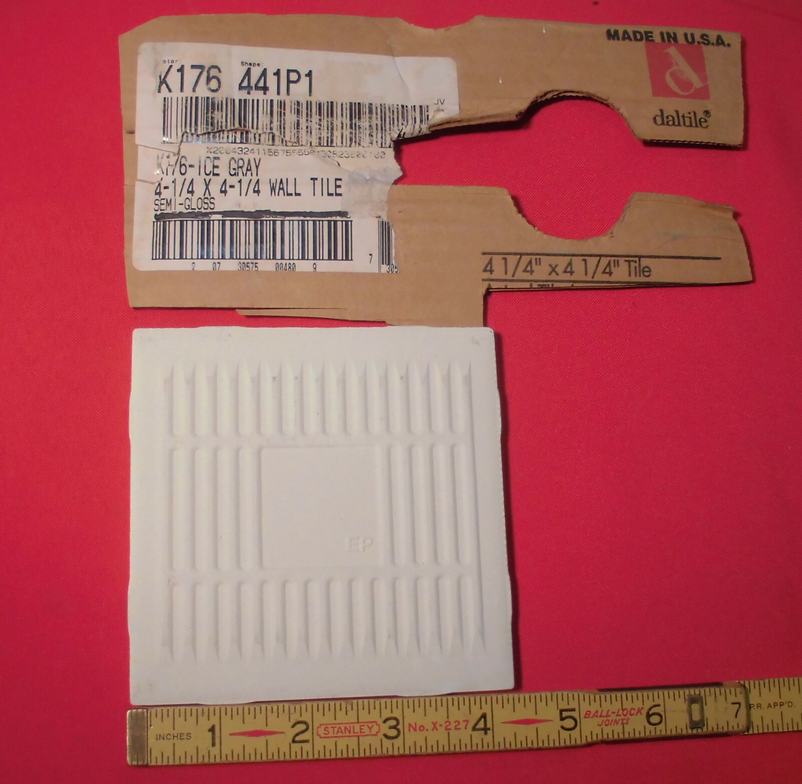 1 pc. Ice Gray: Glossy Ceramic Tile by Daltile; 4-1/4″ Discontinued Color #K176