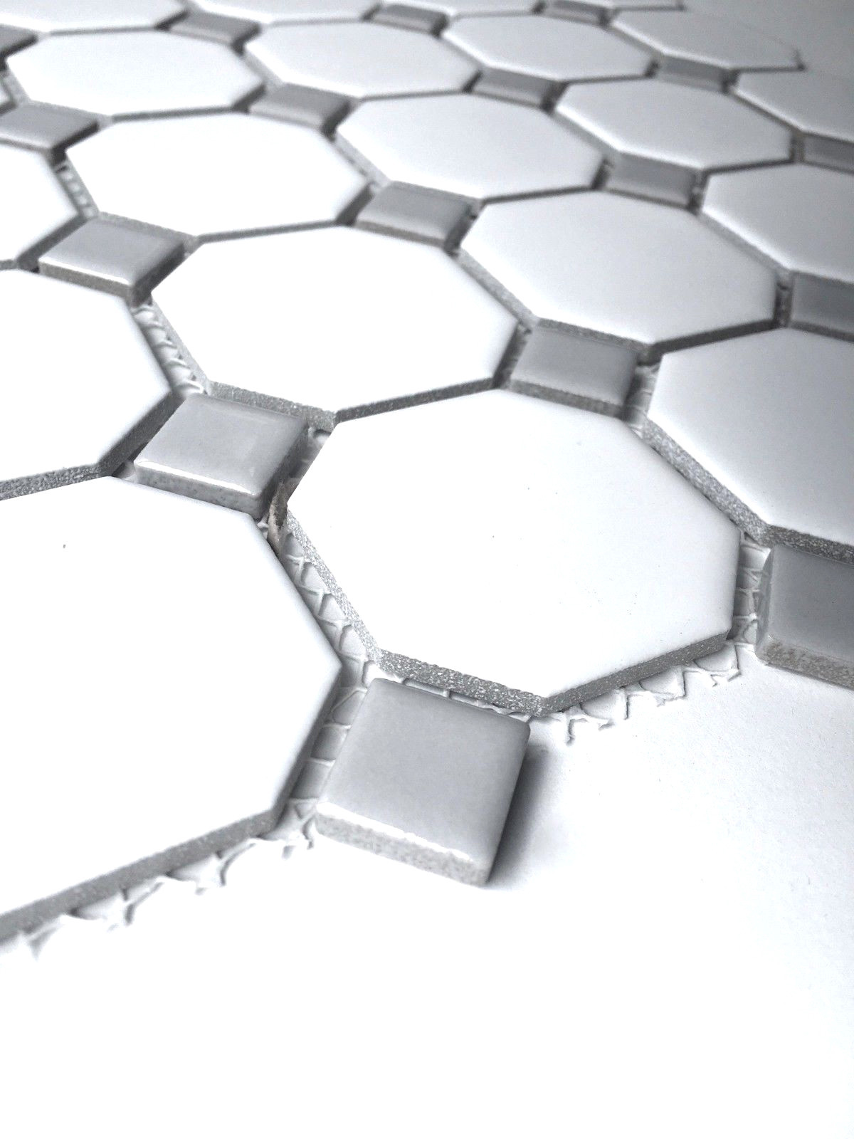 White and Gray Dot Octagon Porcelain Mosaic Floor Wall Backsplash Tile Kitchen