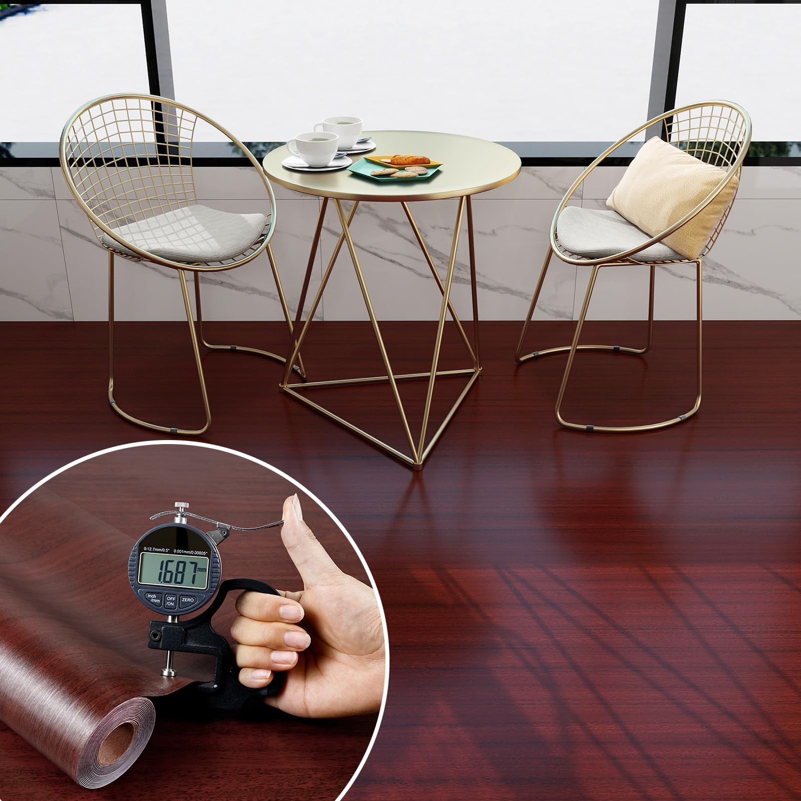 Wood Grain Vinyl Flooring Roll Thicken Peel and Stick Floor Tiles Self-Adhesi…