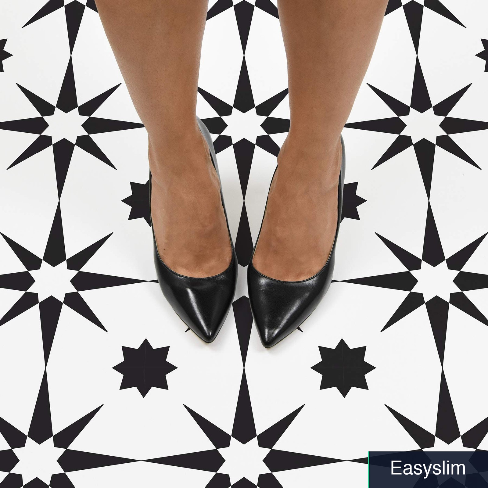 Black Peel and Stick Vinyl Floor Tiles 12×12 Geometric Pattern