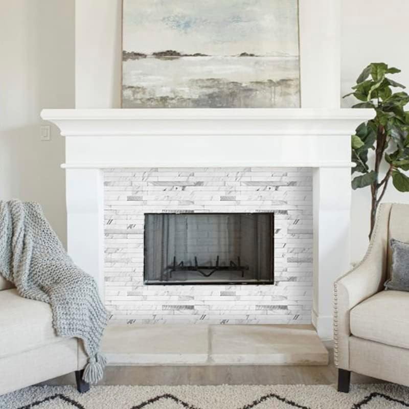 40 Sheets Faux Stone Peel and Stick Backsplash, White Marble Look PVC Wall Ti…