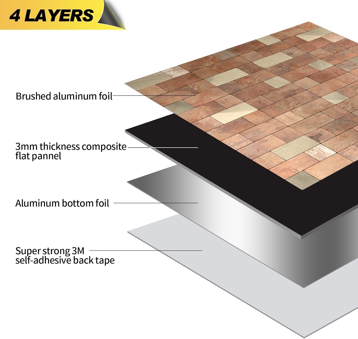 Peel and Stick Backsplash Tile, Stick on Stainless Steel Backsplash Metal Til…