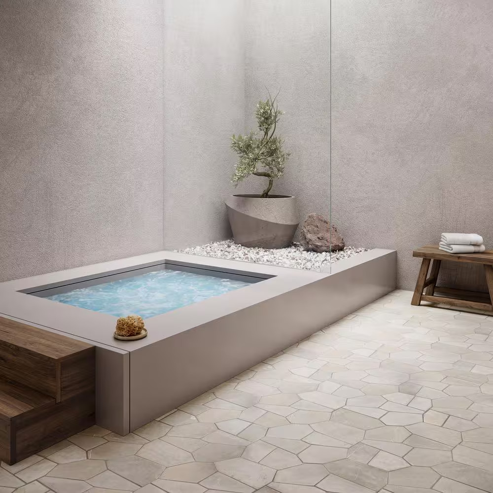 Countryside Organica White 11.81 In. X 19.68 In. Honed Marble Mosaic Floor and W