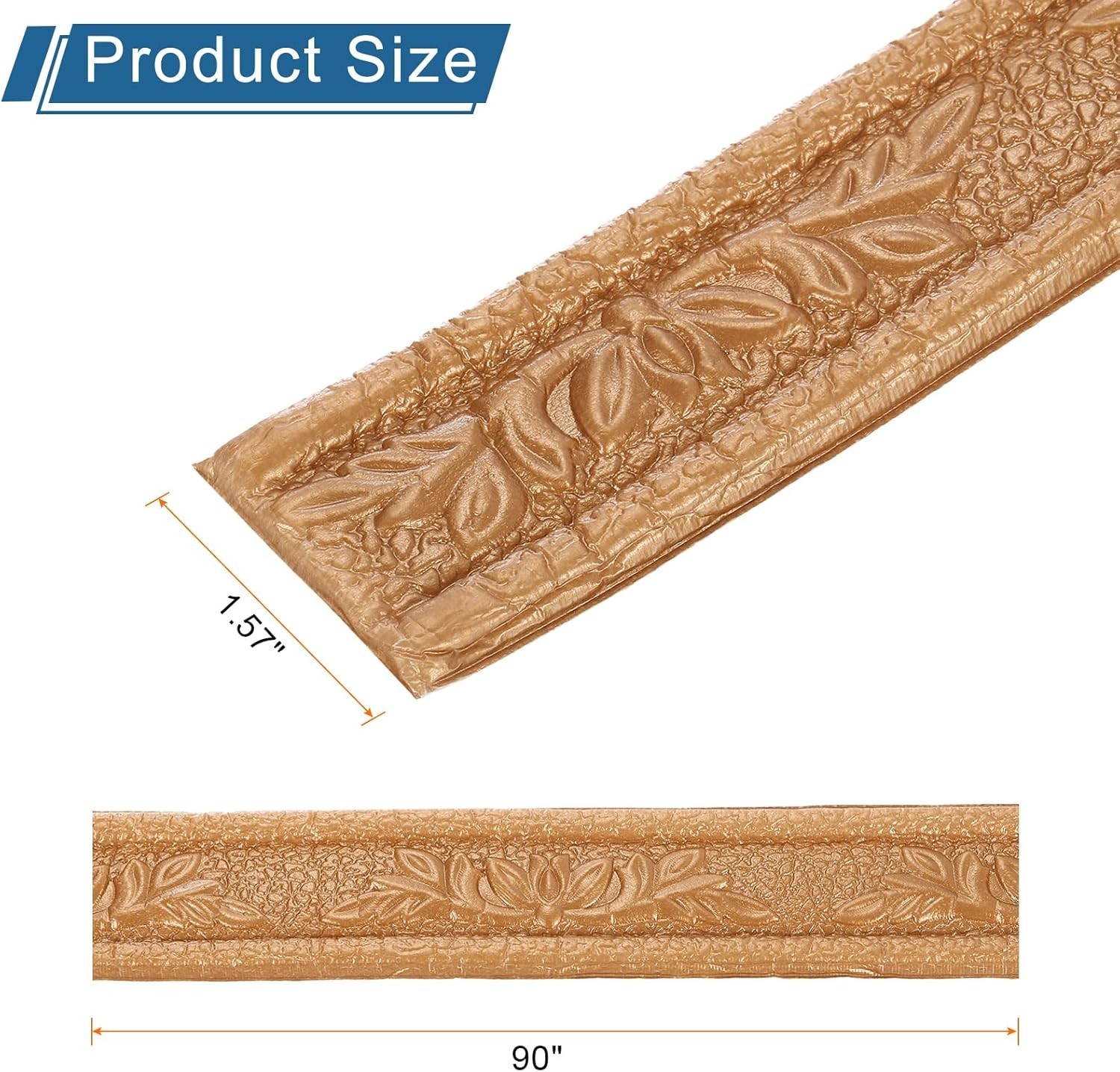 3D Peel and Stick Wall Border Trim Copper Flexible Self Adhesive Molding 90×1.57