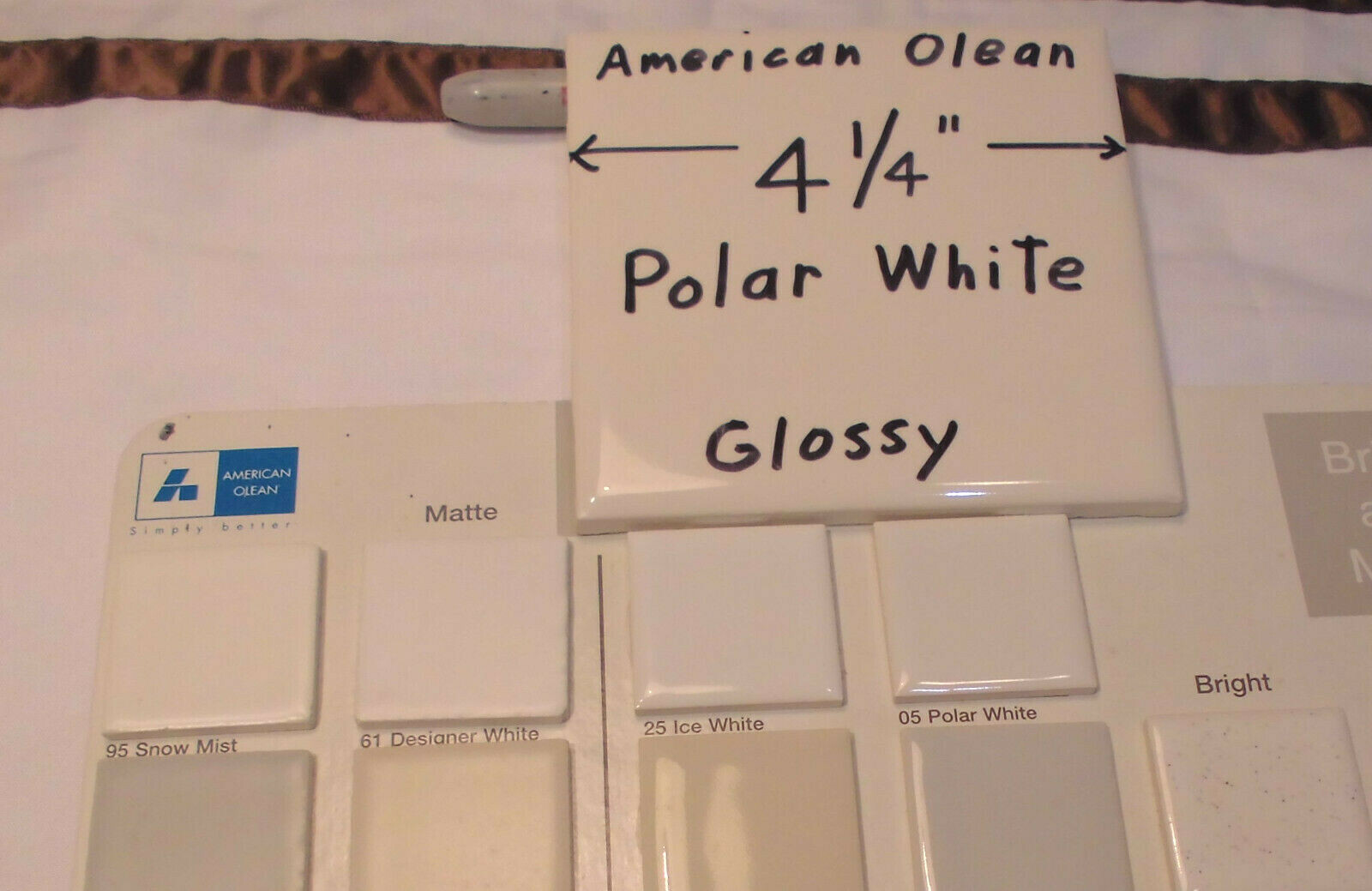 1 pc. Polar White Color: Glossy Ceramic Tile by American Olean Co. New, Mint