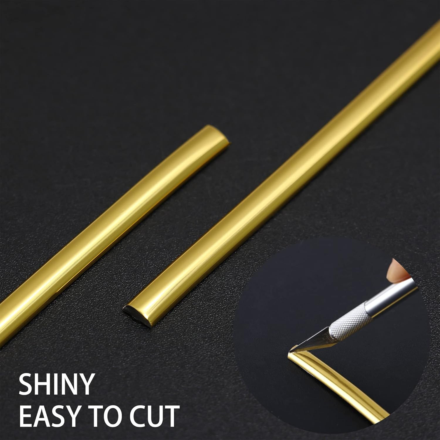 16.4Ft Shiny Gold Peel and Stick Molding Trim, Flexible Mirror Wall Ceiling Floo