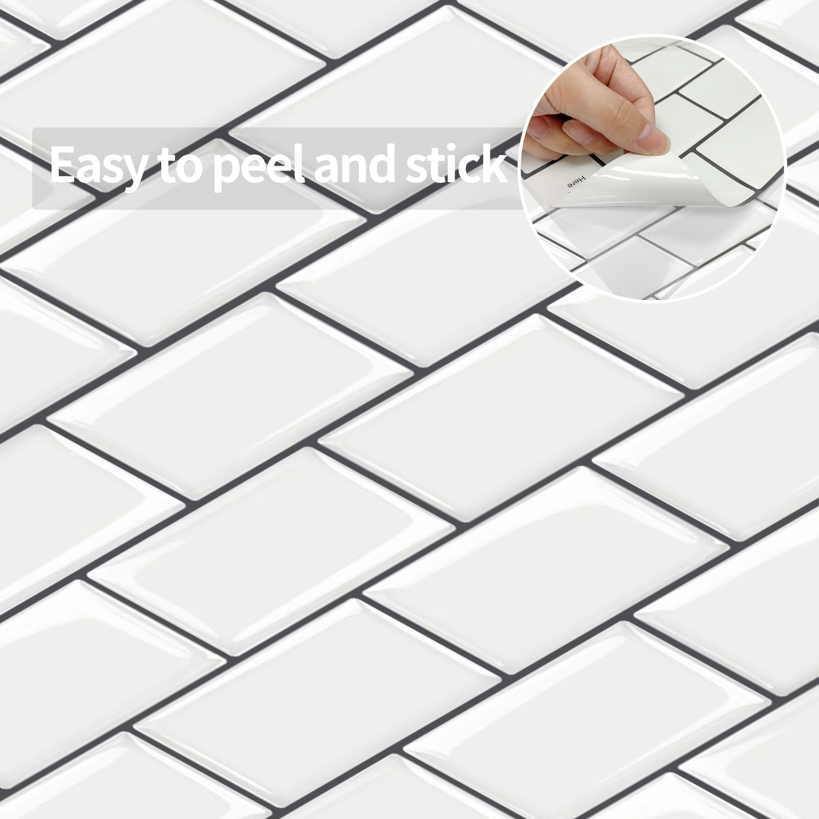 3D 10PCS 12”X12” Peel and Stick Kitchen Backsplash Tiles Self Adhesive Tile