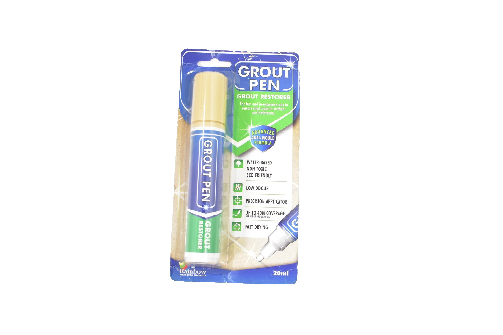 Grout Pen 15mm Advanced Anti-Mould Tile Marker 20ml Bathroom Kitchen Grout