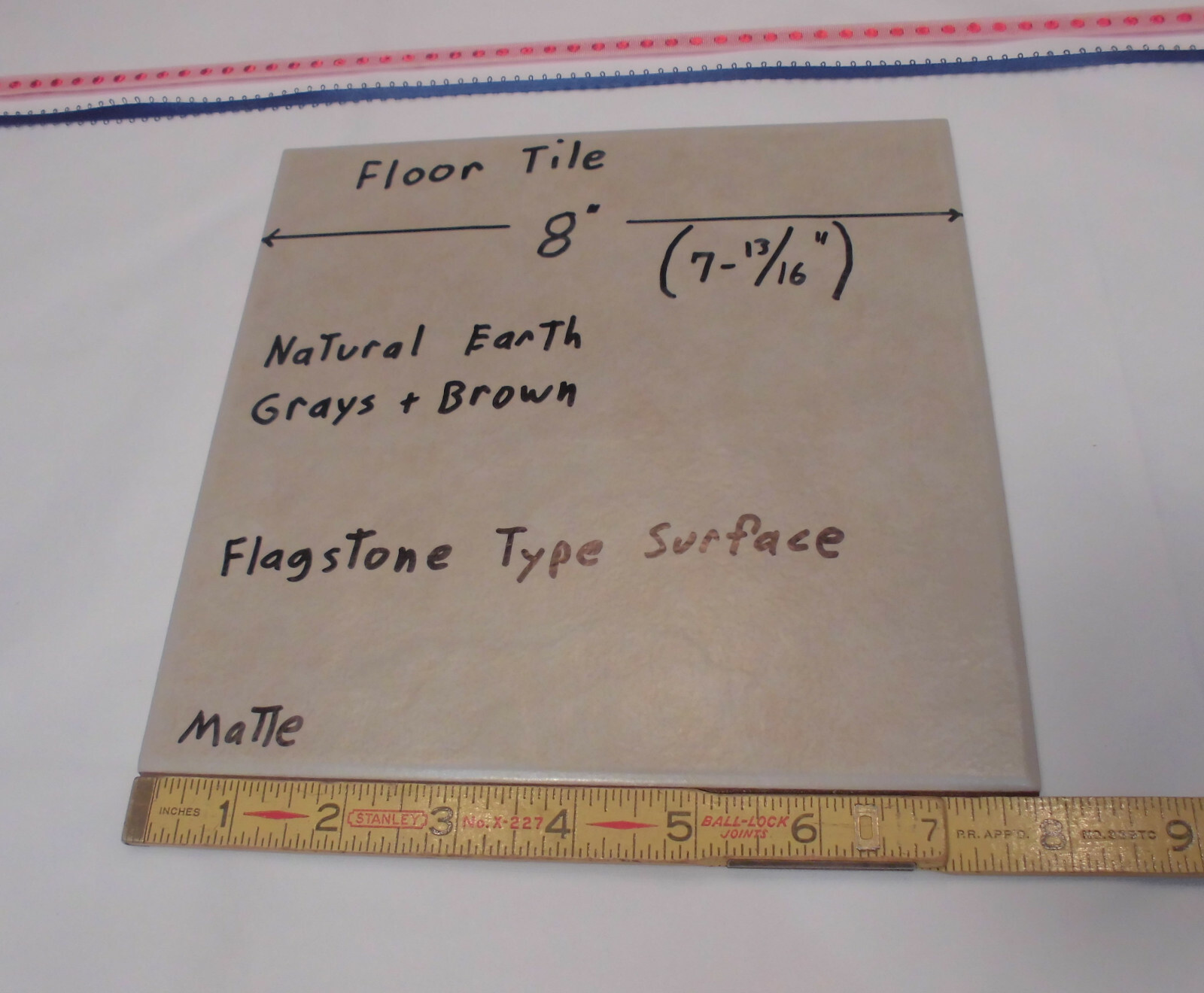1 pc. 8″ Ceramic/Porcelain Floor Tile “Brown & Gray” Medium Flagstone Textured