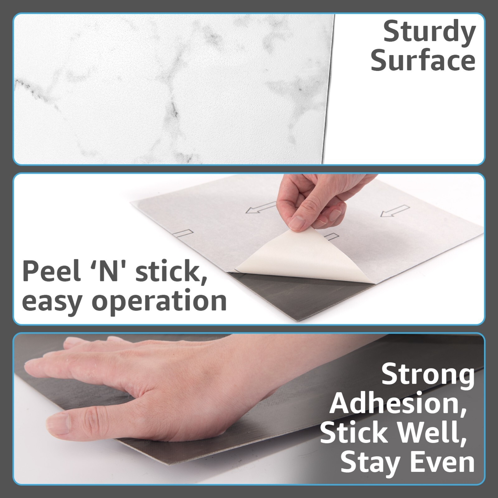 Art3d 12 x 12in 30-Pack Peel & Stick Vinyl Floor Tiles,Black & White Marble