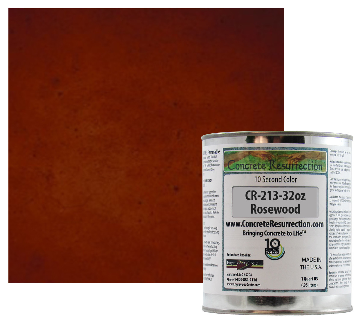 Fast Drying Concrete Stain-Professional-Easy to Use 100-150sq ft Brownish Red