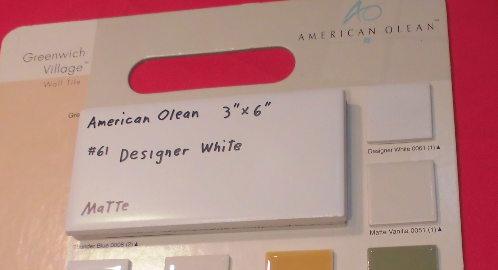 6 pieces: #61 Designer White: Matte Ceramic Subway Tiles by American Olean, NEW