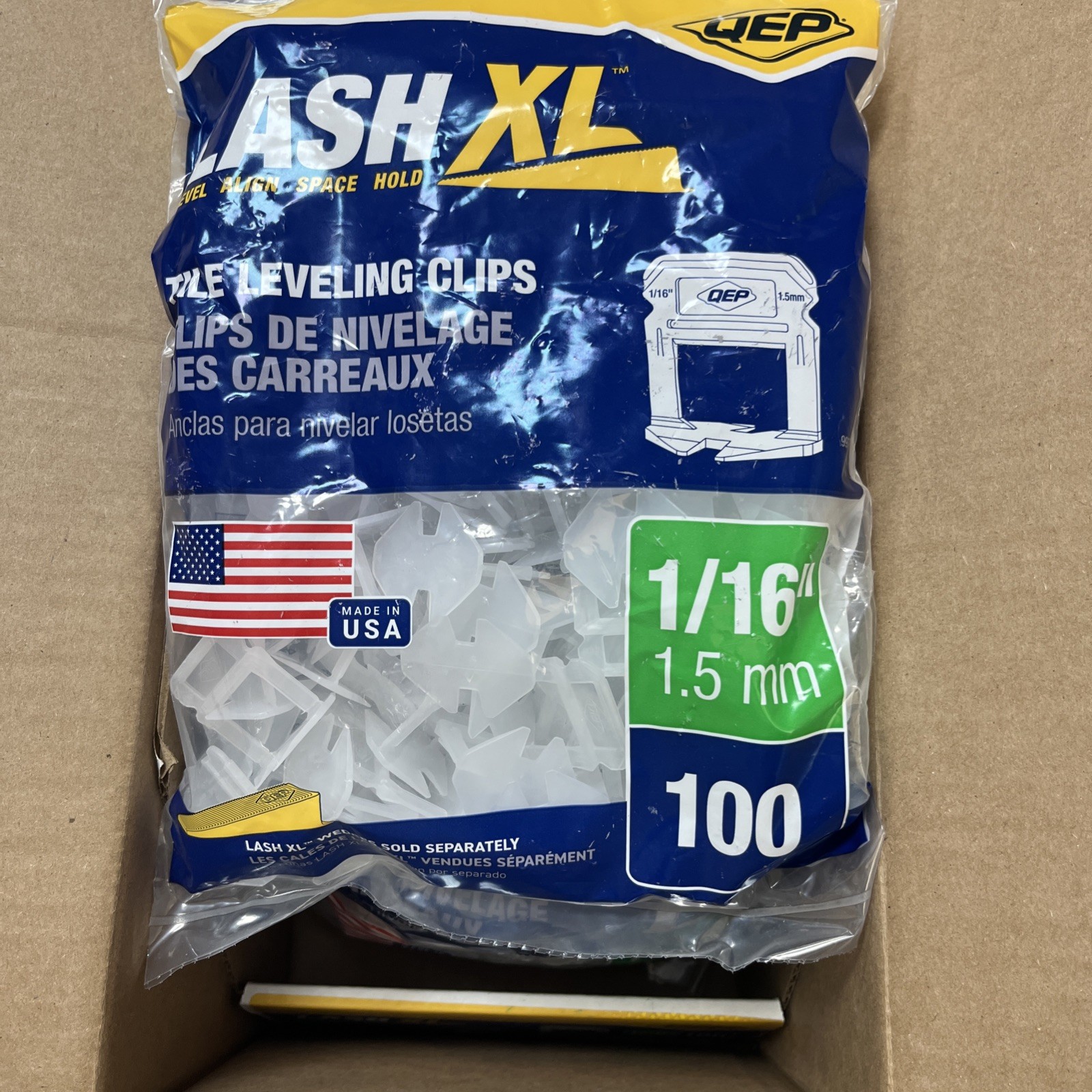 QEP LASH XL White 1/16 in. W Plastic Clip Tile Leveling System (8BAG of 100PK)