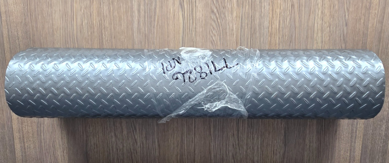 Very long 36″ wide roll PVC Diamond Plate Gray garage trailer floor mat 46 lbs.
