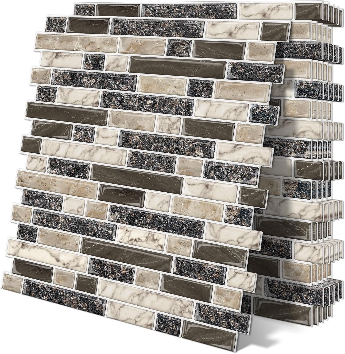 Thick Peel and Stick Backsplash Tile 12″X12″ 3D Self Adhesive Marble Tiles for K