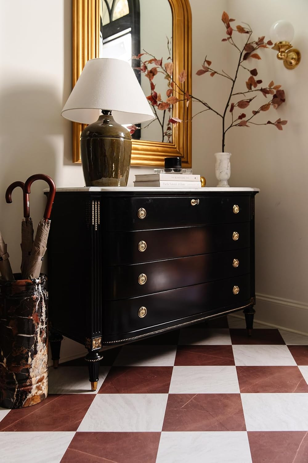 X Chris Loves Julia Bonneville Oxblood Peel and Stick Floor Tiles