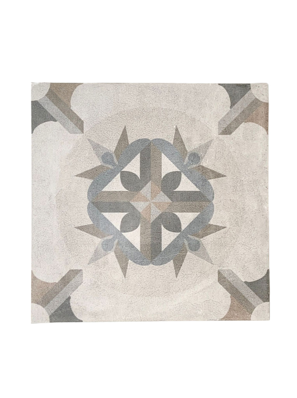 Gardenia Encaustic Beige White Green 8×8 Satin Glaze Ceramic Tile (1 PIECE)