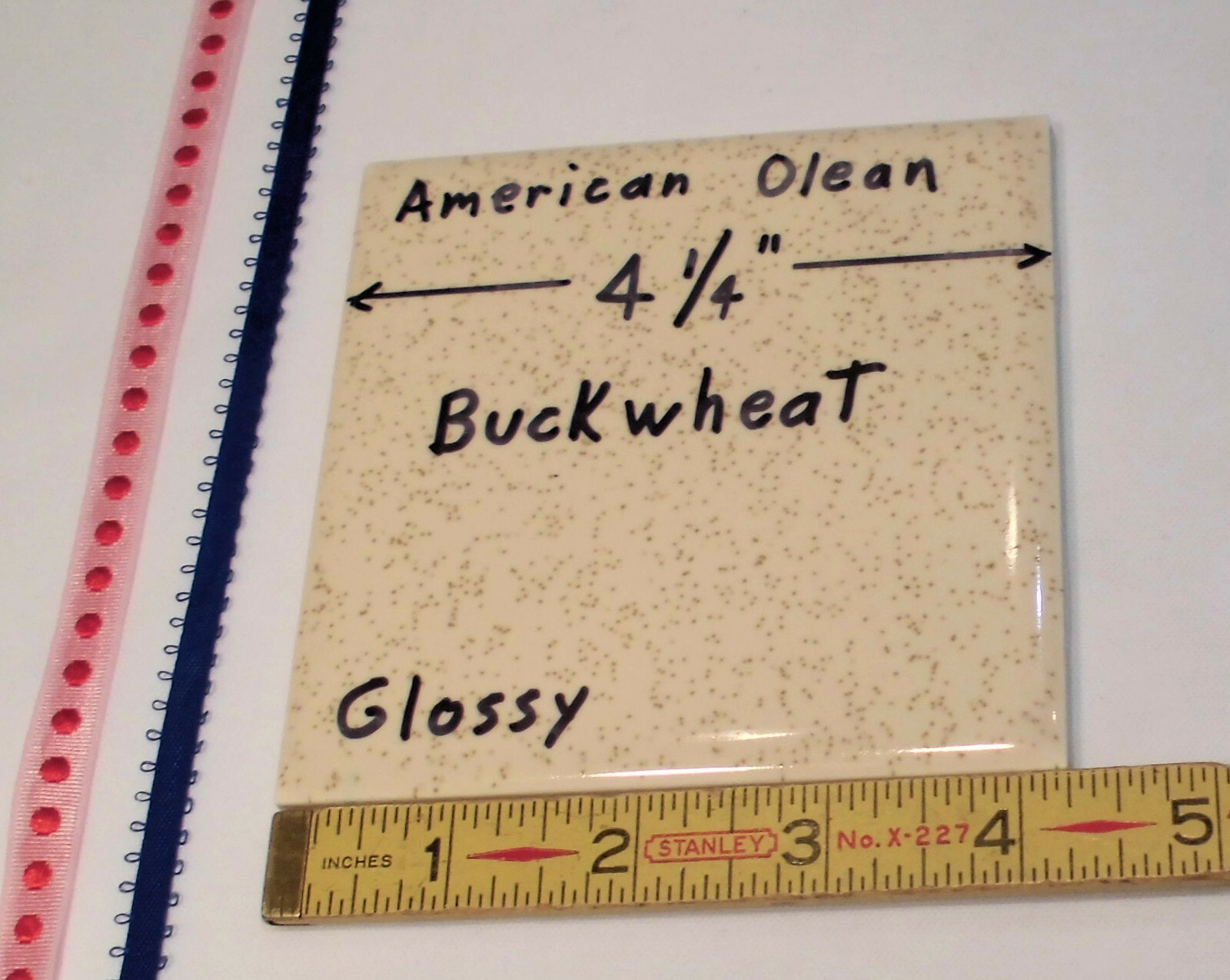 1 pc. Vintage *Buckwheat* Glossy Ceramic Tile #46 by American Olean 4-1/4″ NOS